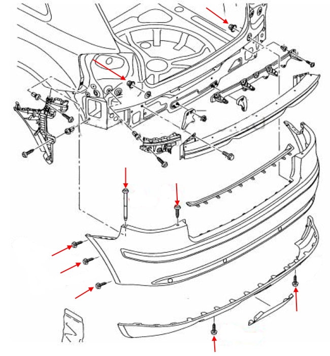 Schema di montaggio paraurti posteriore Audi A3 II 8P (2003-2013)