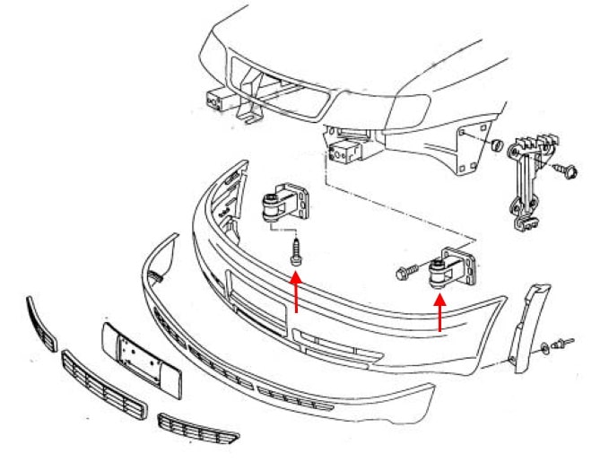Schema di montaggio paraurti anteriore Audi A6 I C4 (1994-1997)
