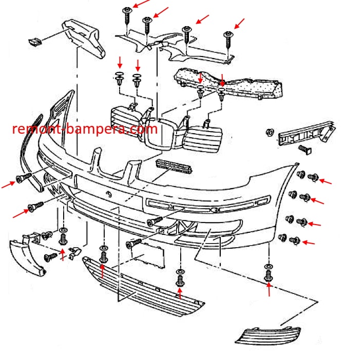 Schema der Montage der vorderen Stoßstange SEAT Leon I (1999-2005)