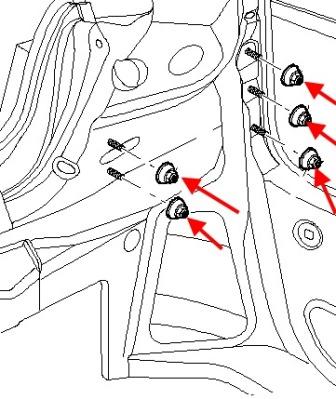 Schema di montaggio del paraurti posteriore SEAT Exeo