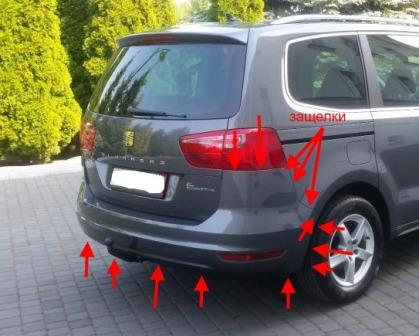 punti di attacco paraurti posteriore SEAT Alhambra (dopo il 2011)