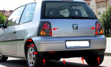 points de fixation pour le pare-chocs arrière SEAT Arosa