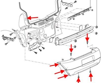 schéma de montage du pare-chocs arrière SEAT Arosa