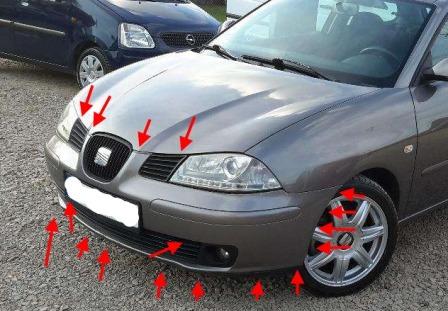 points de fixation pare-chocs avant SEAT Ibiza MK3 (2002-2008)