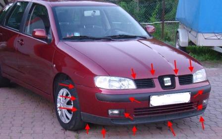 points de fixation pare-chocs avant SEAT Ibiza MK2 (1993-2002)