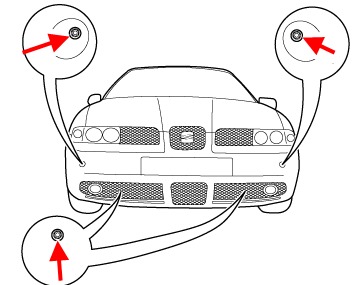 the scheme of fastening of the front bumper SEAT Leon I (1999-2005 year)