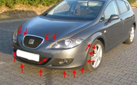 points de fixation pare-chocs avant SEAT Leon II (2005 - 2012)