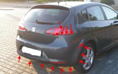 points de fixation pare-chocs arrière SEAT Leon II (2005 - 2012)
