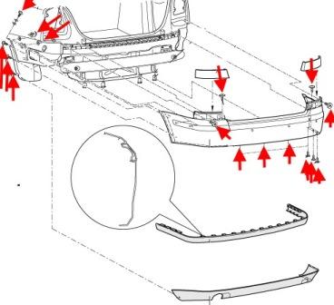 schema di montaggio per paraurti posteriore SKODA OCTAVIA 2